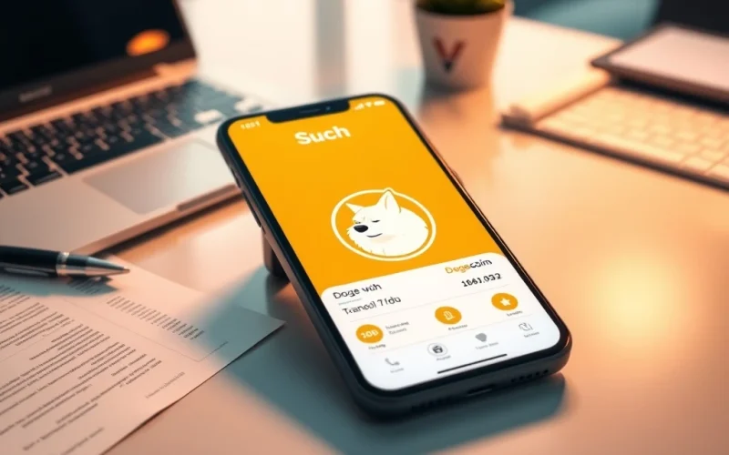 Such DOGE payment app interface on smartphone enabling Dogecoin transactions for businesses