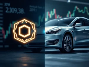 Elon Musk OpenAI ICO decision visualized between AI and cryptocurrency concepts.