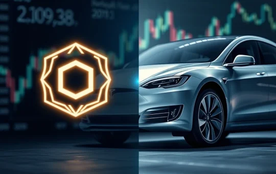 Elon Musk OpenAI ICO decision visualized between AI and cryptocurrency concepts.