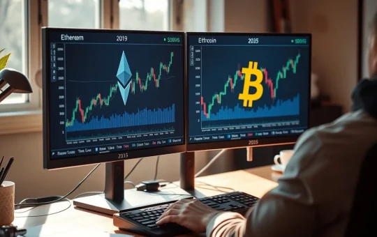 ETH-BTC ratio chart comparison showing 2019 and 2025 bottom patterns with analyst commentary