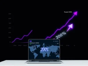 Ether price analysis chart showing correlation with global liquidity and Russell 2000 index for potential breakout.