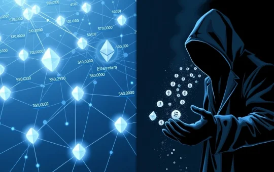 Illustration showing Ethereum network growth contrasted with hidden address poisoning security risks