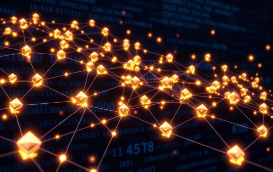 Ethereum network activity visualization showing 8 million active addresses and record transaction volume