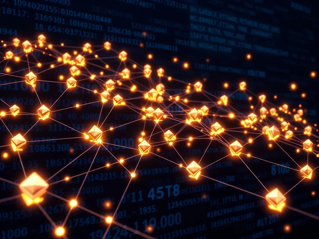 Ethereum network activity visualization showing 8 million active addresses and record transaction volume