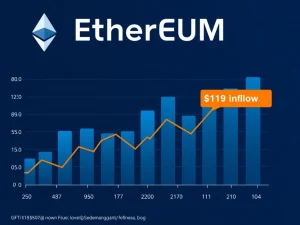 Ethereum ETF inflows analysis showing $117 million surge and price movement toward $3,000 resistance