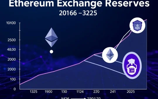 Infographic showing Ethereum exchange reserves at an 8-year low signaling potential long-term gains