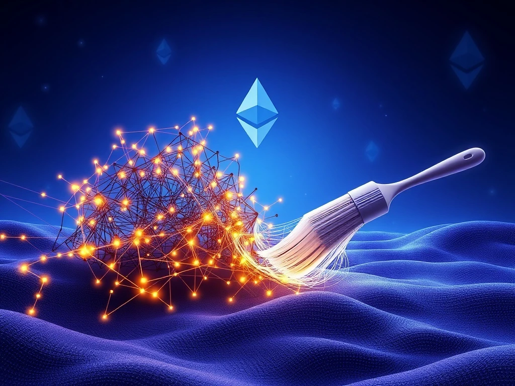 Conceptual visualization of Ethereum garbage collection simplifying complex blockchain protocol bloat