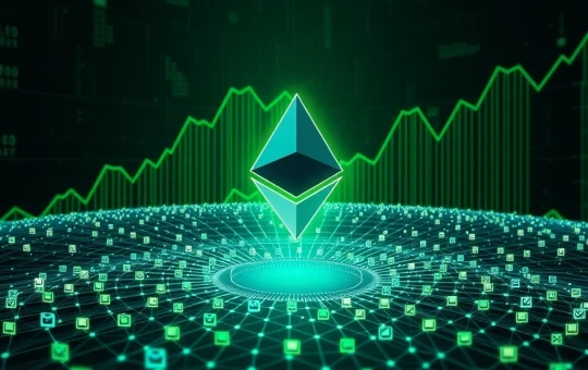 Ethereum blockchain network growth visualization showing historic adoption record achievement