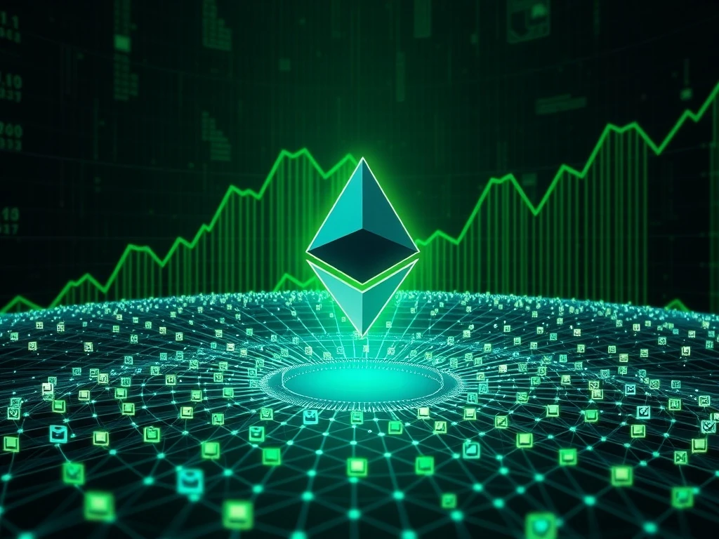 Ethereum blockchain network growth visualization showing historic adoption record achievement