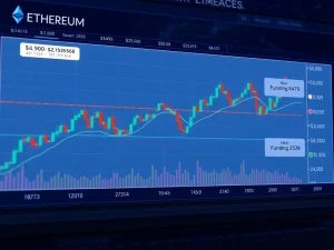 Ethereum price analysis showing negative funding rate and market uncertainty for ETH traders