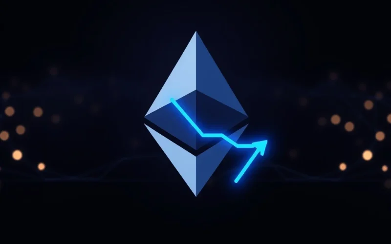 Chart showing the historic low of Ethereum network fees and its significance for blockchain adoption.