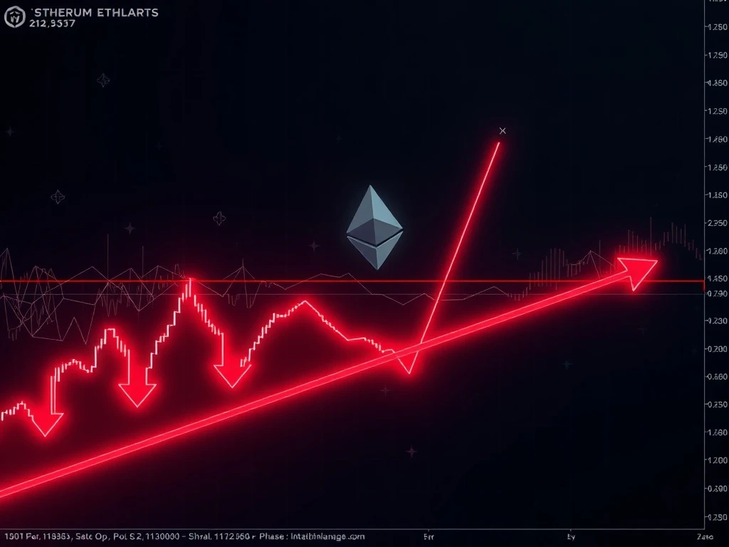 Ethereum price chart showing critical technical breakdown with triangle pattern targeting lower support levels