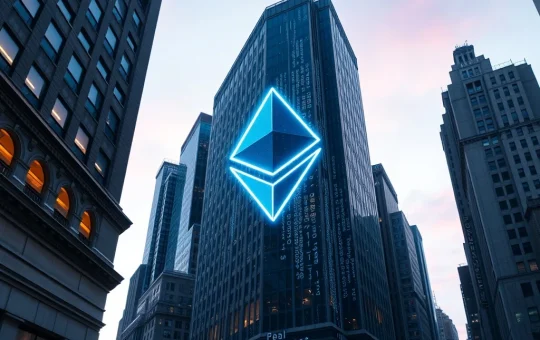 Ethereum price prediction showing ETH integration with Wall Street financial infrastructure for institutional adoption.