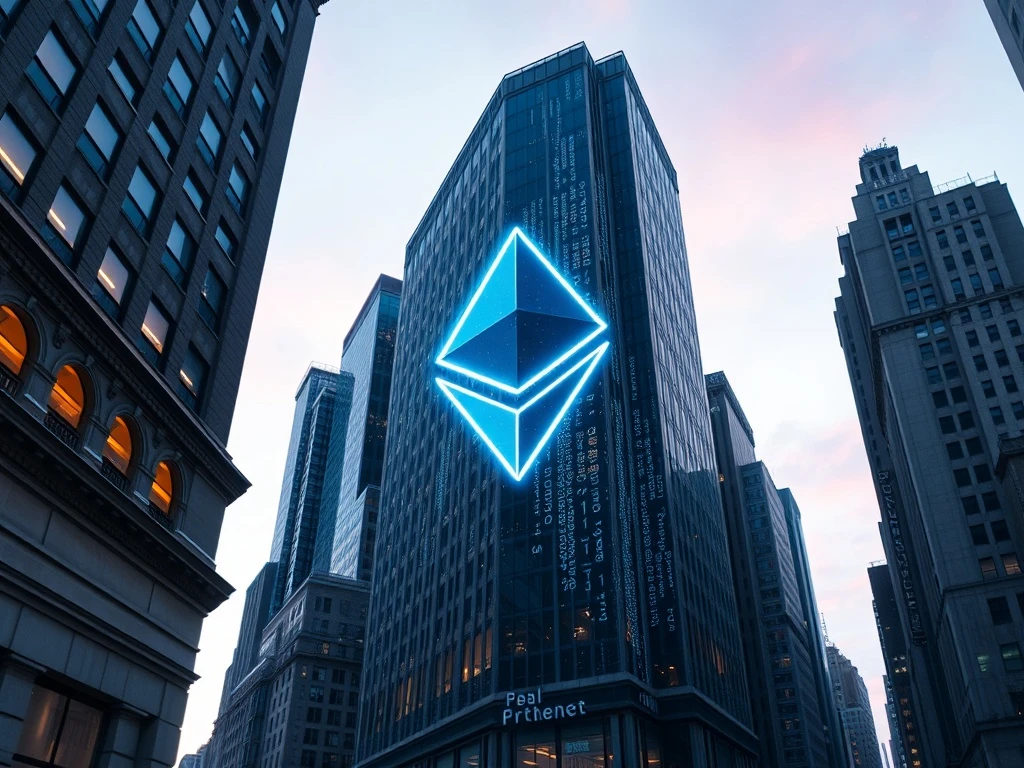 Ethereum price prediction showing ETH integration with Wall Street financial infrastructure for institutional adoption.