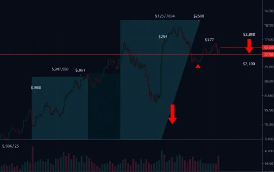 Ethereum price chart analysis showing critical support breakdown and bearish technical patterns