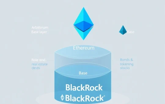 Diagram showing Ethereum as tokenization infrastructure with rollup layers and asset flows, illustrating BlackRock's analysis.