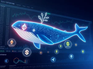 Ethereum whale transferring millions in ETH to cryptocurrency exchanges, visualized with blockchain data.