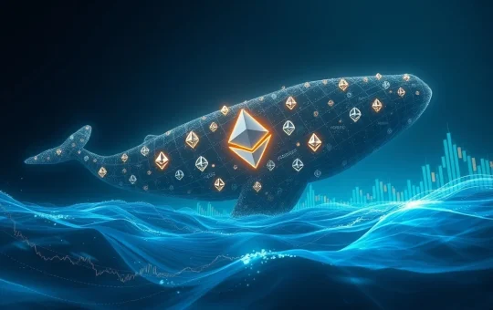 Ethereum whale accumulating $177 million in ETH, symbolizing major cryptocurrency investment activity.