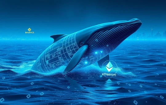 An Ethereum whale's $100 million strategic withdrawal from Binance for DeFi leveraging, visualized as a powerful digital entity.