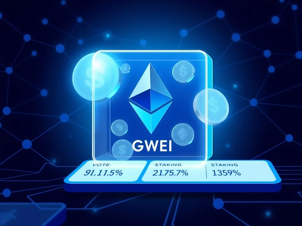 GWEI token governance system for Ethereum block trading platform ETHGas with voting interface