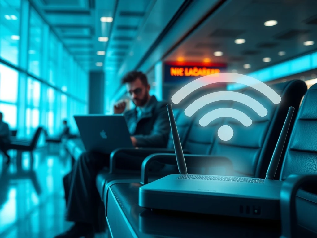 Illustration of Evil Twin WiFi network threat to cryptocurrency security for travelers