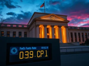 The Federal Reserve building symbolizes the FOMC's decision to hold interest rates steady amid economic uncertainty.