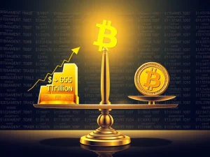 Gold market cap surge versus Bitcoin value comparison in historic single-day rally.