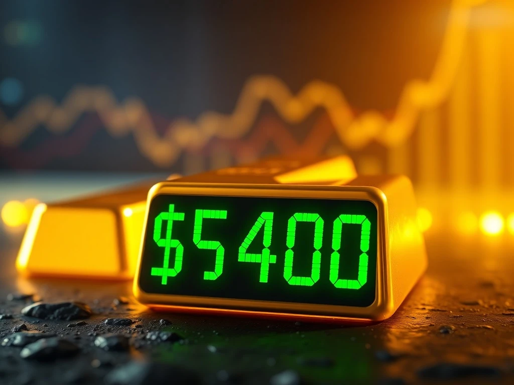 Gold price reaches a historic all-time high above $5,400 per ounce.