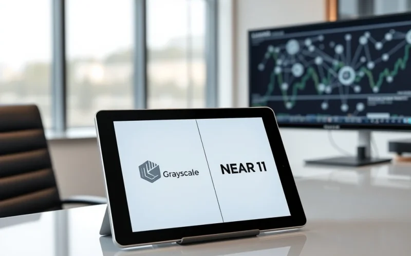 Conceptual image representing Grayscale's SEC filing for a Near Protocol ETF and its market implications.