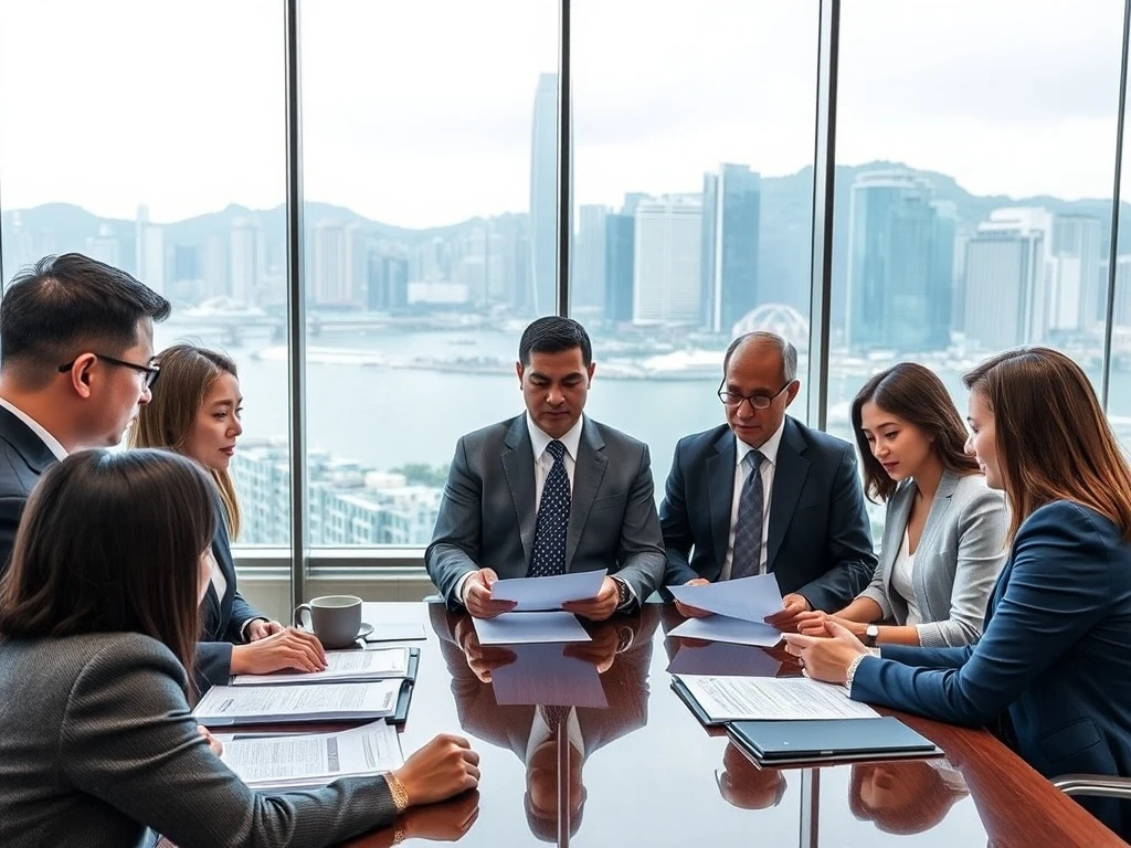 Hong Kong financial professionals debating CARF crypto tax rules in modern conference setting