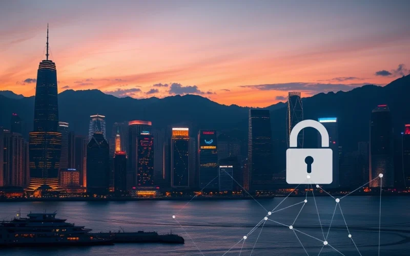 Hong Kong skyline symbolizing the launch of its first regulated stablecoin licenses for a secure digital financial ecosystem.