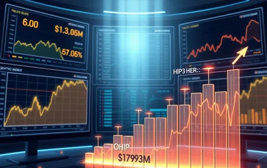 Hyperliquid HIP-3 open interest growth driven by commodities trading on blockchain perpetual futures markets.