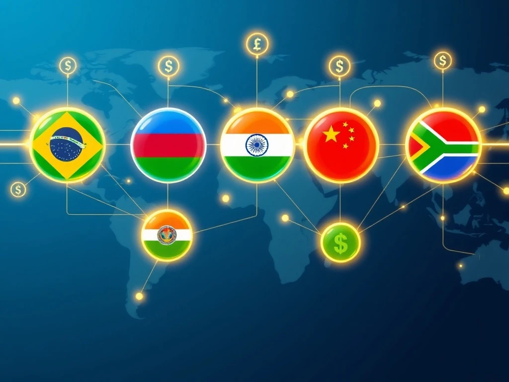 Interconnected BRICS digital currencies facilitating international trade and payments between member nations.