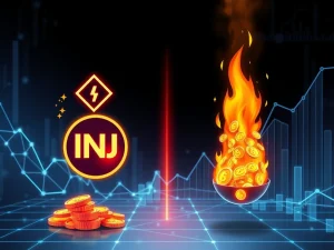 Visual metaphor for the Injective INJ token supply reduction and transition to a deflationary economic model.