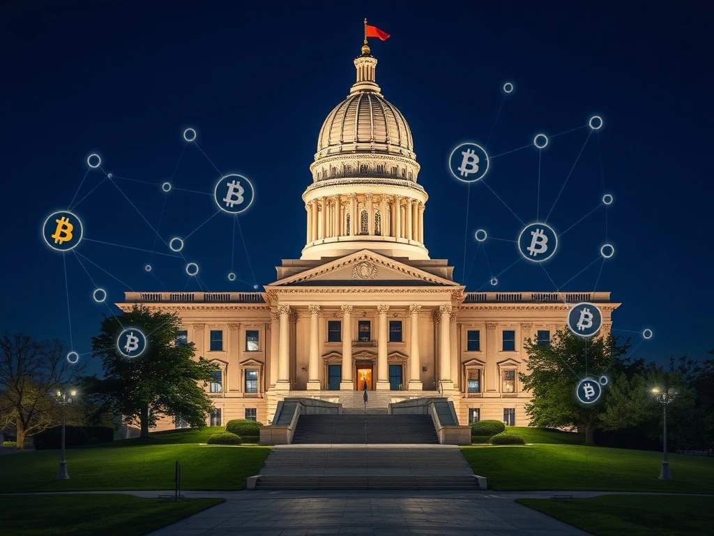 Kansas State Capitol with Bitcoin reserve legislation analysis showing state cryptocurrency adoption