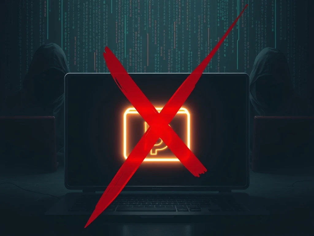 A digital illustration representing a $282 million crypto heist through social engineering and cybersecurity failure.