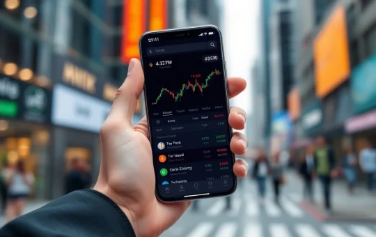 Lighter mobile trading app interface showing cryptocurrency and real-world asset markets on a smartphone.