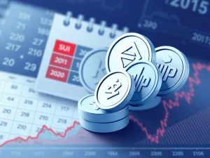 Calendar and graph illustrating this week's crucial cryptocurrency token unlocks including SUI.