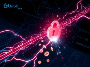 Illustration of a blockchain network breach representing the Matcha Meta and SwapNet exploit draining millions.