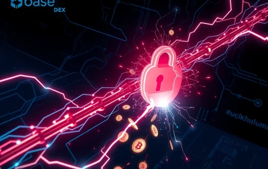 Illustration of a blockchain network breach representing the Matcha Meta and SwapNet exploit draining millions.