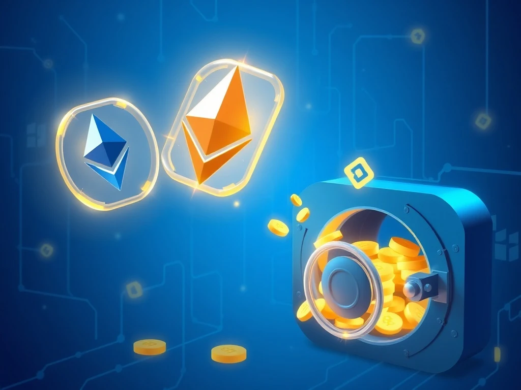 Conceptual visualization of a Metalpha-linked Ethereum withdrawal from crypto exchanges to cold storage