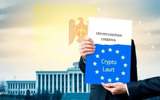 Moldova adopts EU MiCA framework for cryptocurrency regulation, symbolizing legal alignment and digital asset oversight.