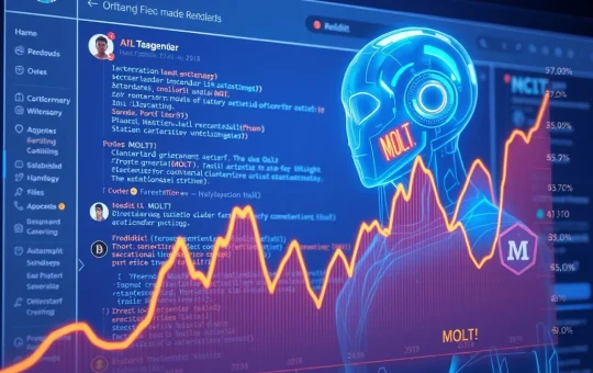 MOLT memecoin price surge driven by the AI social network Moltbook's popularity on the Base blockchain.