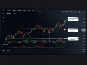 Technical analysis chart showing Monero's price decline and key reversal zones for XMR traders