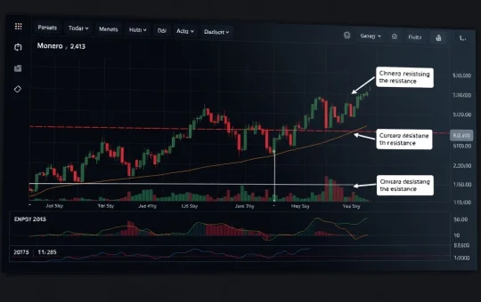 Technical analysis chart showing Monero's price decline and key reversal zones for XMR traders