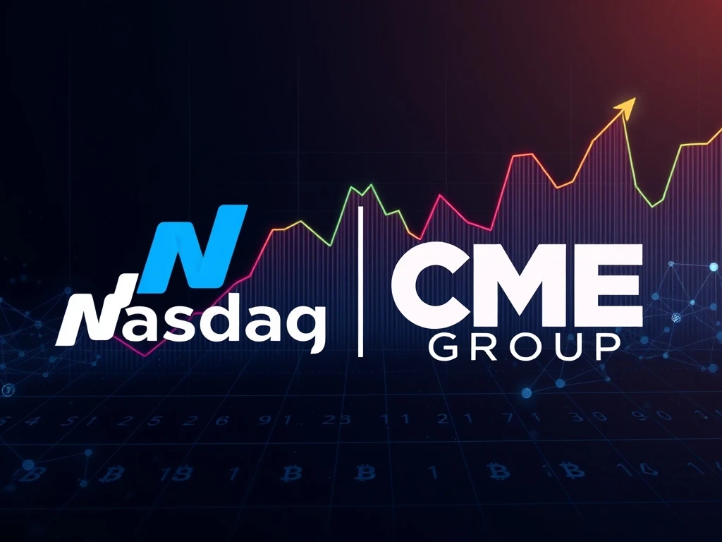Visual representation of the Nasdaq-CME Crypto Index merging traditional finance with digital asset markets.