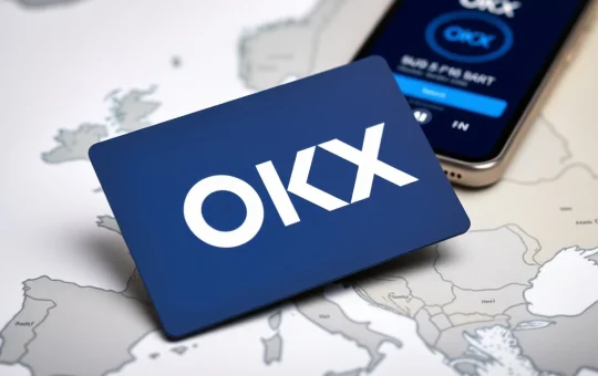 The new OKX stablecoin payment card for European users, issued via Monavate on the Mastercard network.