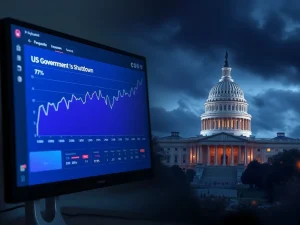 Polymarket data shows high probability of US government shutdown impacting crypto regulation
