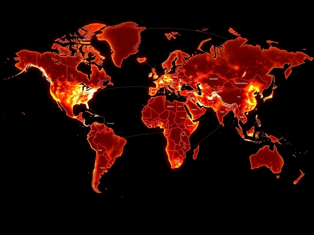 Global map visualization showing uneven cryptocurrency adoption patterns across different world regions