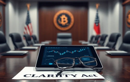 Ripple CEO Brad Garlinghouse advocates for the CLARITY Act crypto regulation bill on a tablet.